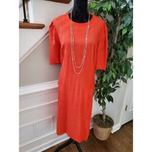 VTG SGS Studio Women's Red Polyester Round Neck 3/4 Sleeve Knee Length Dress 24W